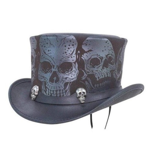 Skull Leather Top Hat – Steampunk Gothic Biker Style