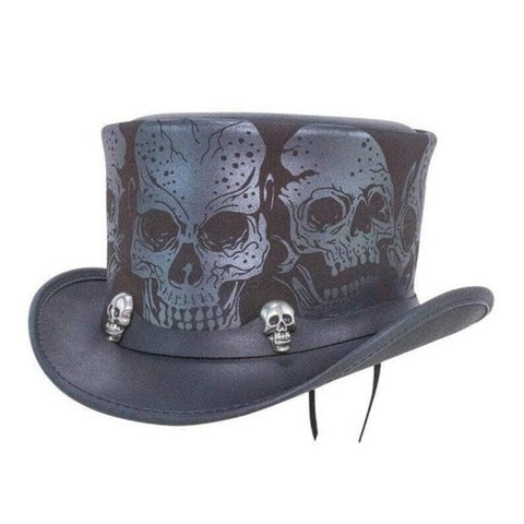 Skull Leather Top Hat – Steampunk Gothic Biker Style