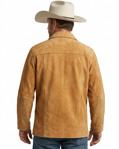 Mens Suede Lace Up Shirt Western Frontier 1950s Cowboy Pullover Mountain Man