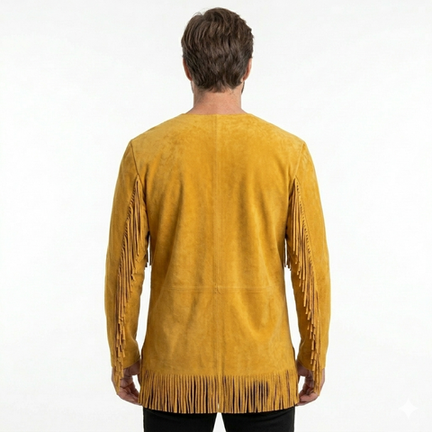 Men’s Traditional Suede War Shirt – Mountain Man Toggle Pullover