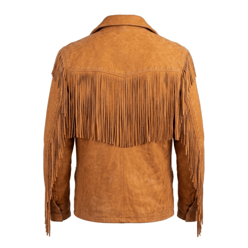 Men’s Western Suede Fringe Jacket – Cowboy Zipper Style