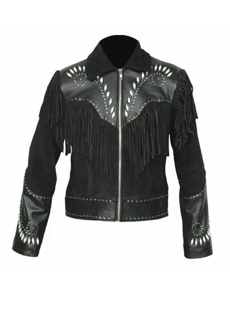Women’s Black Western-Style Jacket | Cowgirl Jacket with Faux Shearling Collar