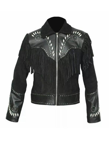 Women’s Black Western-Style Jacket | Cowgirl Jacket with Faux Shearling Collar
