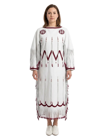 Women’s Long Genuine Leather Fringe Dress&nbsp; Handcrafted Statement Maxi Dress
