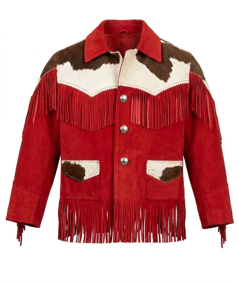 Womens Suede Western Jacket | Cowhide Fringe Leather Coat