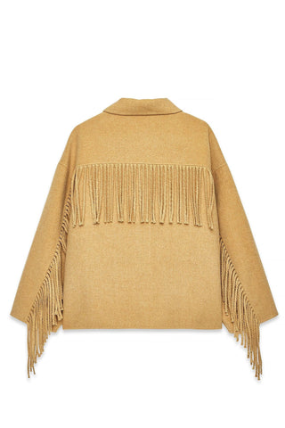 ILHAN LUXURY Women's Suede Fringe Shirt Jacket  Western Oversized Cowgirl Shacket