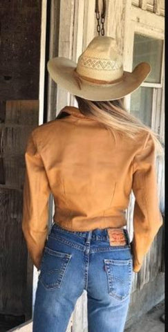 Handmade Cropped Western Suede Jacket | Cowgirl Minimalist Style | Rustic Rodeo Fashion | Soft Genuine Leather | Boho Ranchwear for Women