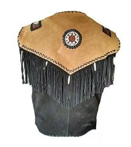 Men’s Western Brown Suede Shearling Jacket Cowboy Retro Southwestern Pattern Warm Winter Coat Vintage Rodeo Ranch Wear Country Western Leather Jacket