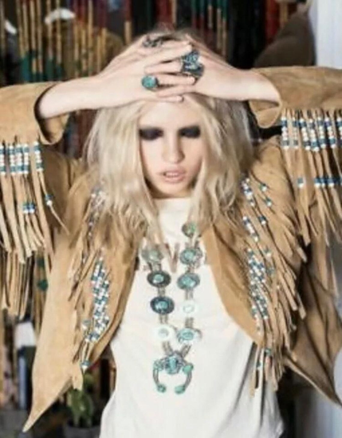 Native American Style Beaded Fringe Jacket | Tan Suede Western Jacket Women | Vintage Boho Cowgirl Outfit | Handmade Tribal Rodeo Coat | Festival Wear