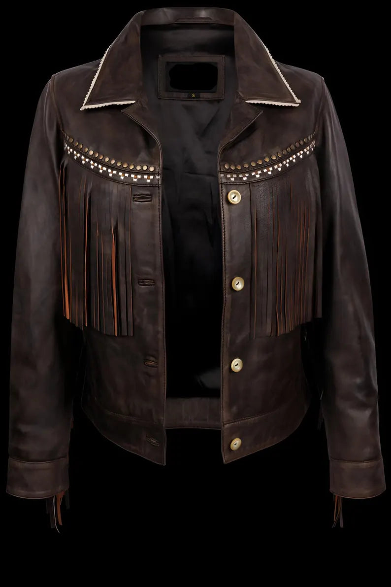 Camel Fringed Suede Leather Jacket for Women – Boho Western Tassel Detail – Soft Suede Casual Outerwear – Chic Fall &amp; Winter Fashion