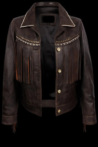 Camel Fringed Suede Leather Jacket for Women – Boho Western Tassel Detail – Soft Suede Casual Outerwear – Chic Fall &amp; Winter Fashion