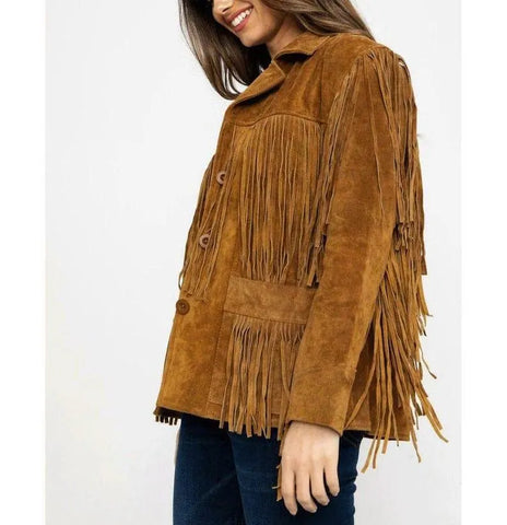 Women’s Suede Fringe Jacket | Cowgirl Festival Outfit | Country Concert Gift | Boho Western Fringe Coat | Gift for Her | Fall Fashion