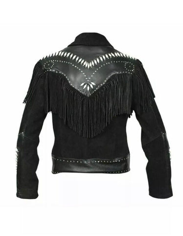 Women’s Black Western-Style Jacket | Cowgirl Jacket with Faux Shearling Collar