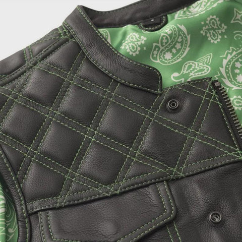 Men’s Leather Motorcycle Vest – Black Quilted Biker Rider Vest | Classic Cruiser & Street Riding Style