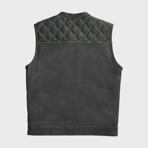 Men’s Leather Motorcycle Vest – Black Quilted Biker Rider Vest | Classic Cruiser & Street Riding Style