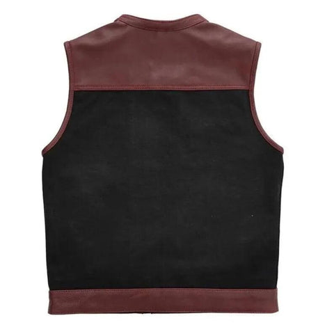 Men’s Genuine Leather Biker Vest Motorcycle Club Sleeveless Riding Waistcoat Vintage Style