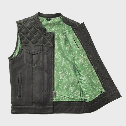Men’s Leather Motorcycle Vest – Black Quilted Biker Rider Vest | Classic Cruiser & Street Riding Style