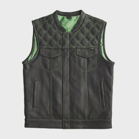Men’s Leather Motorcycle Vest – Black Quilted Biker Rider Vest | Classic Cruiser & Street Riding Style