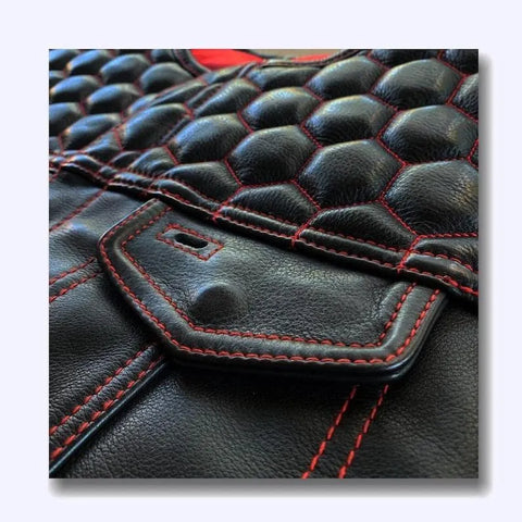 Men’s Genuine Leather Biker Vest Quilted Motorcycle Sleeveless Club Riding Waistcoat