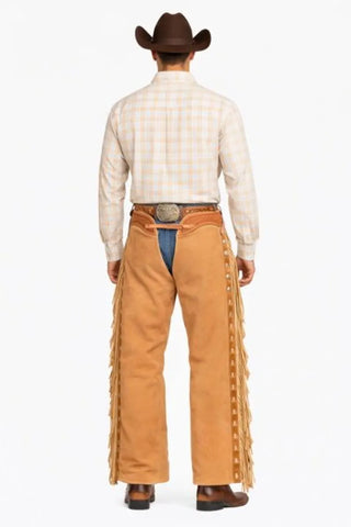 Handmade Western Suede Leather Chaps Cowboy Riding Fringe Chaps