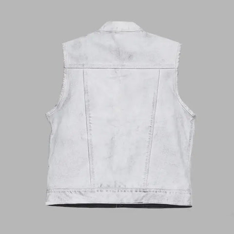 Men’s Club Style Leather Motorcycle Vest – Conceal Carry Cowhide Canvas Biker Utility Riding Vest