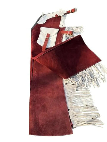Handmade Suede Leather Rodeo Chaps Western Cowboy Fringe Riding Chaps