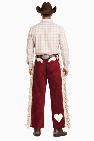 Handmade Suede Leather Rodeo Chaps Western Cowboy Fringe Riding Chaps
