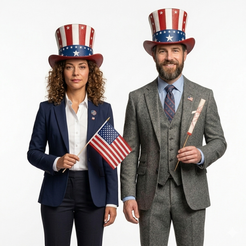 Genuine Leather Patriotic Top Hat - USA Stars and Stripes Unisex Costume Hat