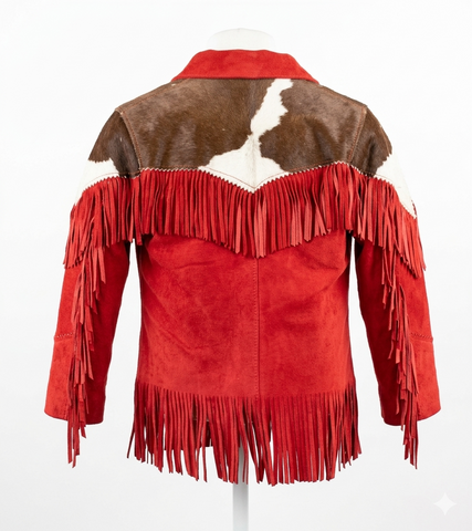 Premium Women’s Suede Western Jacket  Genuine Leather Fringe Coat with Authentic Cowhide Yokes and Concho Buttons