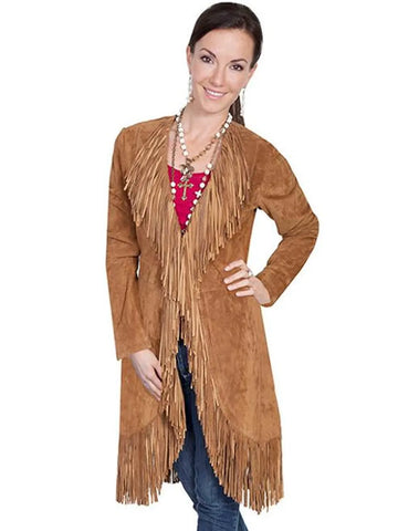 Boho Suede Fringe Duster Jacket | Western Long Cardigan Coat for Women | Cowgirl Rodeo Outfit | Rustic Fall Layering Piece