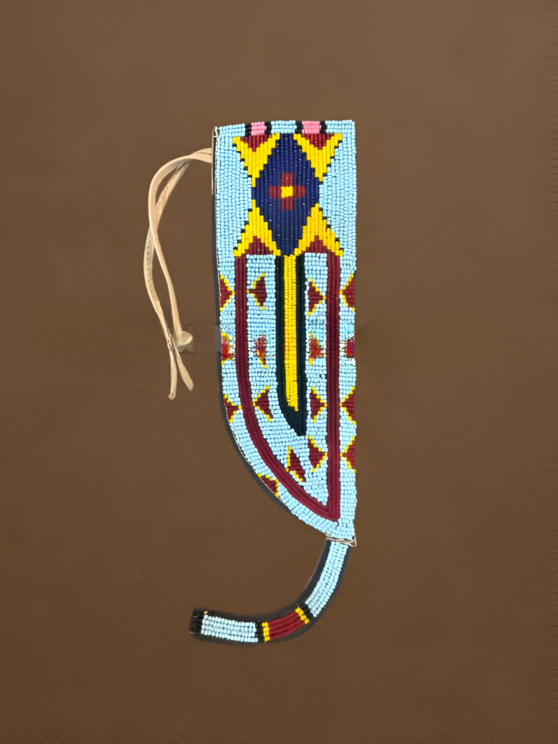 Handcrafted Beaded Knife Sheath – Native Western Style Leather Cover | Tribal Beadwork Art for Collectors & Outdoor Enthusiasts
