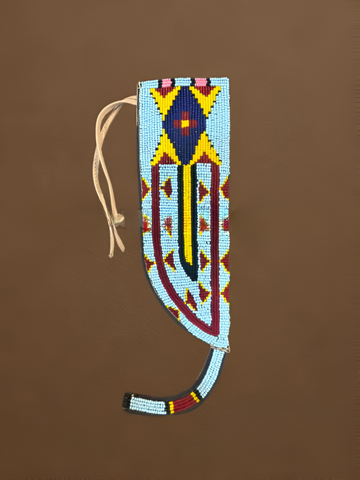 Handcrafted Beaded Knife Sheath – Native Western Style Leather Cover | Tribal Beadwork Art for Collectors & Outdoor Enthusiasts