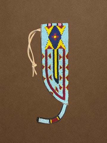 Handcrafted Beaded Knife Sheath – Native Western Style Leather Cover | Tribal Beadwork Art for Collectors & Outdoor Enthusiasts