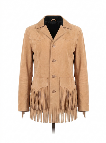 &nbsp;Women's Suede Western Jacket | Four Button Fringe Coat