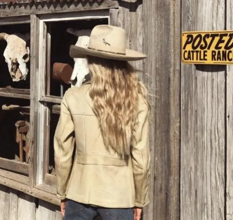 Women's Western Fringe Jacket – Beige Suede-Look Cowgirl Coat with Cowhide Patches & Belted Waist | Rodeo & Festival Outerwear